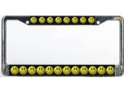 Smiley Face On Black Photo License Plate Frame Free Screw Caps Included