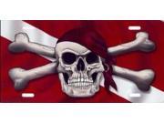Pirate Skull on Dive Flag License Plate
