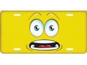 Startled Yellow Smiley Face Metal License Plate
