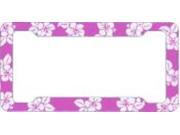 Tropical Flower Pink Plastic License Frame. Free Screw Caps Included