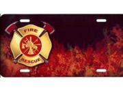 Fire Rescue w Flames Offset Airbrush License Plate Free Names on Air Brush