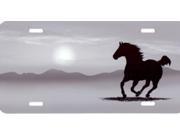 Grey Horse Running Offset Airbrush License Plate Free Names on Air Brush