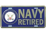Navy Retired w Insignia License Plate