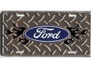 Ford with Flames Diamond License Plate