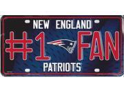New England Patriots #1 Fan Metal License Plate New England Patriots #1 Fan Metal License Plate