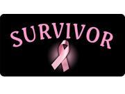 Survivor Pink On Black License Plate Survivor Pink On Black License Plate