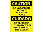 NMC ESC15RC CAUTION DO NOT OPERATE WITHOUT GUARDS IN PLACE BILINGUAL 20X14 RIGID PLASTIC 1 EACH
