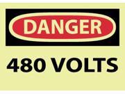 NMC GD101AP DANGER 480 VOLTS 3X5 PS VINYLGLOW PAK OF 5