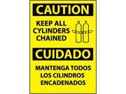 NMC ESC530AB CAUTION KEEP ALL CYLINDERS CHAINED BILINGUAL GRAPHIC 14X10 .040 ALUM 1 EACH