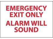 NMC M85A EMERGENCY EXIT ONLY ALARM WILL SOUND 7X10 .040 ALUM 1 EACH