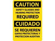 NMC ESC718AB CAUTION SAFETY GLASSES AND HEARING PROTECTION REQUIRED BILINGUAL 14X10 .040 ALUM 1 EACH
