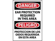 NMC ESD134RB DANGER EAR PROTECTION REQUIRED IN THIS AREA BILINGUAL 14X10 RIGID PLASTIC 1 EACH