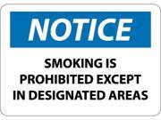 NMC N155R NOTICE SMOKING IS PROHIBITED EXCEPT IN DESIGNATED AREAS 7X10 RIGID PLASTIC 1 EACH