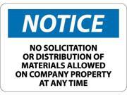 NMC N316PB NOTICE NO SOLICITATION OR DISTRIBUTION OF MATERIALS ALLOWED ON COMPANY PROPERTY AT ANY TIME 10X14 PS VINYL 1 EACH