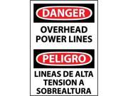 NMC ESD468AB DANGER OVERHEAD POWER LINES BILINGUAL 14X10 .040 ALUM 1 EACH