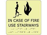 NMC GADA111BK IN CASE OF FIRE USE STAIRWAYS 9X8 GLOW ADA 1 EACH