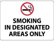 NMC M115AB SMOKING IN DESIGNATED AREAS ONLY GRAPHIC 10X14 .040 ALUM 1 EACH