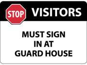 NMC M118AB STOP VISITORS MUST SIGN IN AT GUARD HOUSE GRAPHIC 10X14 .040 ALUM 1 EACH