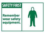 NMC SGA7AP SAFETY FIRST REMEMBER WEAR SAFETY EQUIPMENT 3X5 PS VINYL PAK OF 5