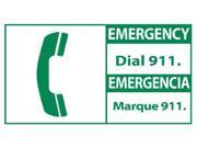 NMC SFA3P EMERGENCY DIAL 911 BILINGUAL W GRAPHIC 10X18 PS VINYL 1 EACH