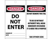 NMC ST504 TAGS DANGER DO NOT ENTER 6X3 SYNTHETIC PAPER PAK OF 25