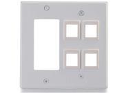 C2G 41341 Decora Compatible Cutout With Four Keystone Double Gang Wall Plate White