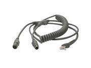 Zebra CBA K02 C09PAR Keyboard Wedge Coiled Cable For Keyboard 9 Ft 1 X Mini Din Ps 2