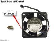 HP 231670 001 12Cfm Fan Kit Includes Fan With Attached Cable And Two Screws