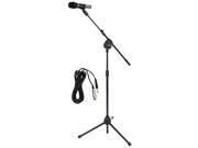 PYLE PRO PMKSM20 Microphone Tripod Stand with Extending Boom Microphone Cable Package