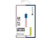 DigiPower IPLH5 FDC PB Pink Blue Flat Lightning USB Cable