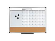MasterVision MB0707186P 3 In 1 Calendar Planner Dry Erase Board 36 X 24 Silver Frame