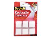 Scotch RF7120X Reclosable Hook And Loop Fastener Squares 7 8 Inch Wide White 24 Sets Pack