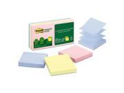 Post It Greener Notes R330RP 6AP Recycled Pop Up Notes Refill 3 x 3 Sunwashed Pier 6 100 Sheet Pads