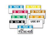 Monarch 925210A Freshmarx Freezx Color Coded Labels Sunday White Black 2500 Roll