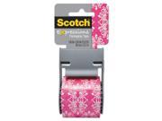 Scotch 141PRTD10 Expressions Packaging Tape 1.88 Inch X 500 Inch Pink White Baroque Pattern