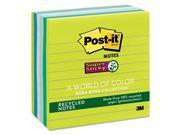 Post it 675 6SST Recycled Notes In Bora Bora Colors Lined 4 X 4 90 Sheet 6 Pack