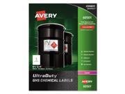 Avery 7278260501 Full Sheet Ultraduty Ghs Chemical Labels Laser 8 1 2 X 11 White 50 Box