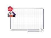 MasterVision MA2792830A Grid Planning Board With Accessories 1X2 Inch Grid 72X48 White Silver