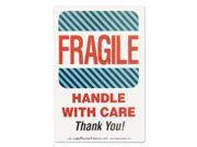 LabelMaster L76 Shipping Self Adhesive Label 5 7 8 X 4 1 2 Fragile Handle With Care 500 Roll