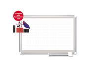 MasterVision CR1232830A Porcelain Dry Erase Planning Board W Accessories 1X2 Grid 72X48 Silver