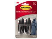 Command MMM17081BLKES Designer Hooks Plastic Black 2 Hooks 4 Strips Pack