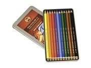 Koh I Noor FA3816.12BC Polycolor Drawing Pencils 3.8 Mm Open Tin Blister Pack 12 Assorted Colors Set