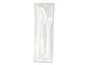 Wrapped Cutlery Kit Fork Teaspoon Napkin 5 3 4 White 250 Carton