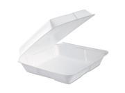 Dart DCC95HTPF1R Foam Hinged Lid Container 1 Comp 9.3 X 9 1 2 X 3 White 100 Bag 2 Bag Carton