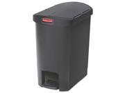 Rubbermaid FG1883610 Slim Jim Resin Step On Container End Step Style 8 gal Black