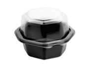 OctaView Hinged Lid CF Containers Black Clear 6oz 4.5 dia x 2.4h 300 Carton