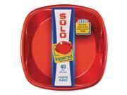 Solo Squared Plastic Dinnerware Plate 9 x 9 Red Blue 40 Pack 8 Pack Carton