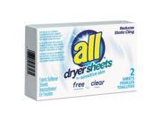 All R1 2979353 Free Clear Vend Pack Dryer Sheets Fragrance Free 2 Sheets Box 100 Box Carton