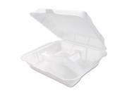 Snap It Hinged Carryout Container Foam 3 Compartment Medium White 200 ct