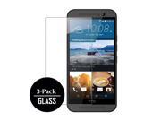 HTC One M9 Screen Protector Covers 3 Pack Bubble Free Oleophoic Coated Tempered GLASS MPERO